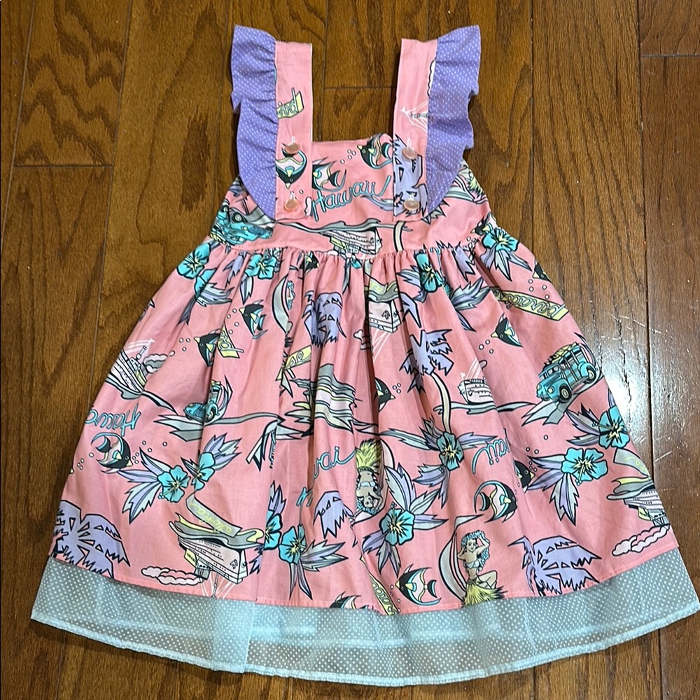 Eiko & rie kids co boutique pink Hawaii print dress size 9